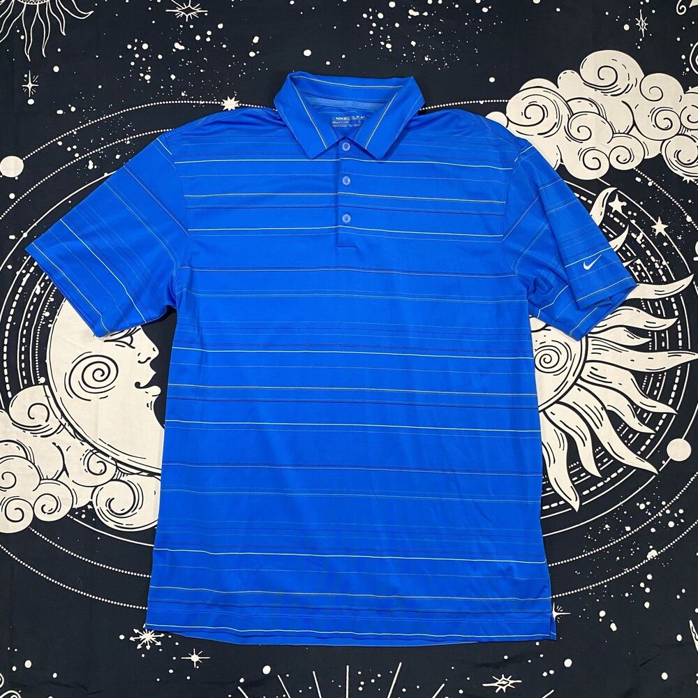 Nike Royal Blue Striped Golf Polo